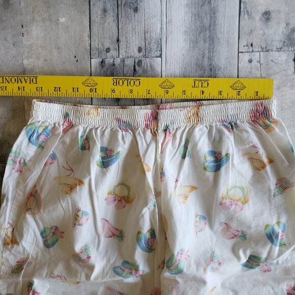 Vintage Talbots 2 PC Nightshirt and Shorts PJ's Pastel Hat Pattern - Size L - Picture 7 of 8